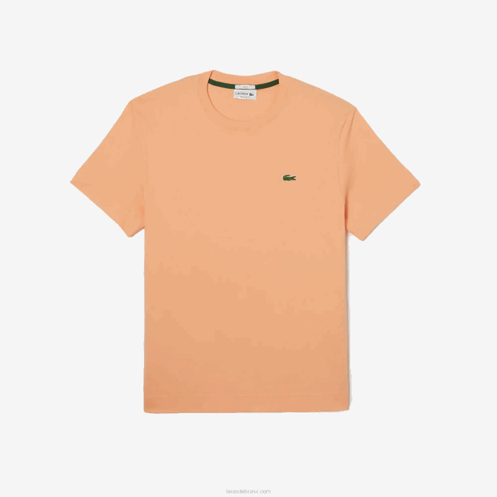 Lacoste camiseta gola redonda de algodão orgânico homens heb laranja claro 88BL98 - Image 4