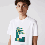 Lacoste camiseta gola redonda flâmulas l badge algodão homens branco 001 88BL914