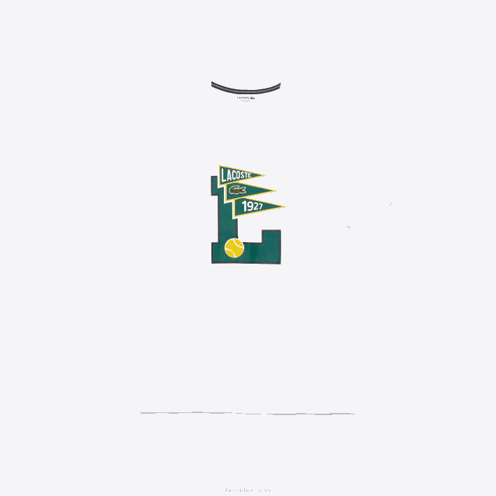 Lacoste camiseta gola redonda flâmulas l badge algodão homens branco 001 88BL914 - Image 5