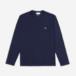 Lacoste camiseta leve de algodão pima com decote em v homens azul marinho 166 88BL674 - Image 4