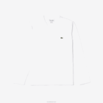 Lacoste camiseta leve de algodão pima com decote em v homens branco 001 88BL675 - Image 5