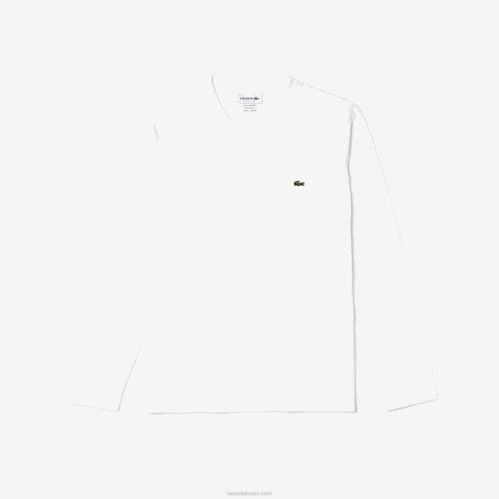 Lacoste camiseta leve de algodão pima com decote em v homens branco 001 88BL675 - Image 5