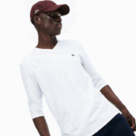 Lacoste camiseta leve de algodão pima com decote em v homens branco 001 88BL675 - Image 6