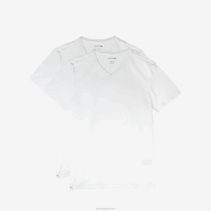 lacoste_camiseta_lounge_de_algodao_com_decote_em_v_pacote_com_2_homens_branco_001_88bl1623.png Lacoste camiseta lounge de algodão com decote em v pacote com 2 homens branco 001 88BL1623 - Image 1