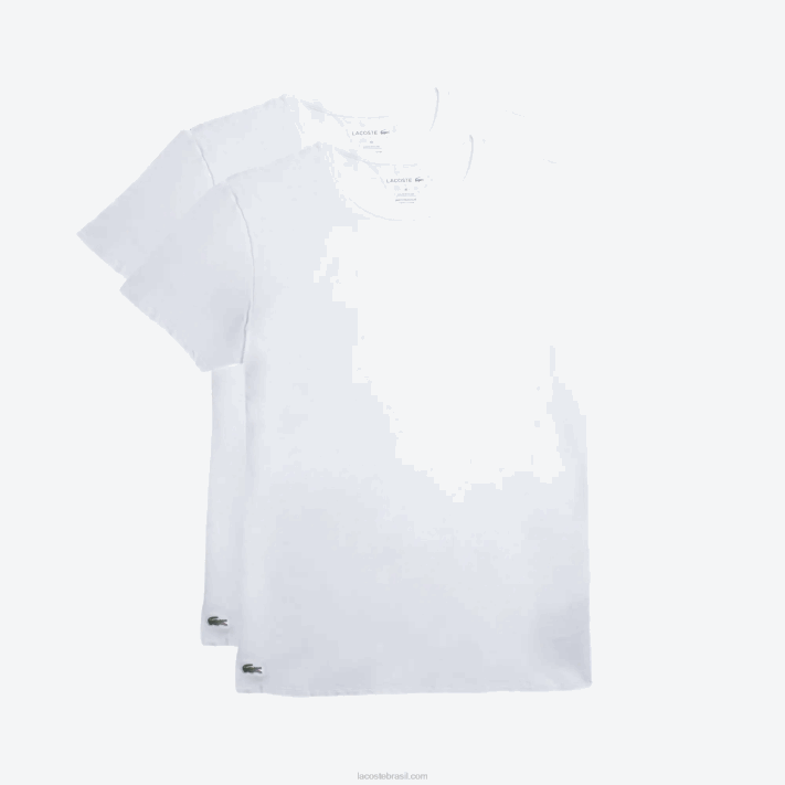 Lacoste camiseta lounge de algodão com gola redonda pacote com 2 homens branco 001 88BL1542 - Image 1
