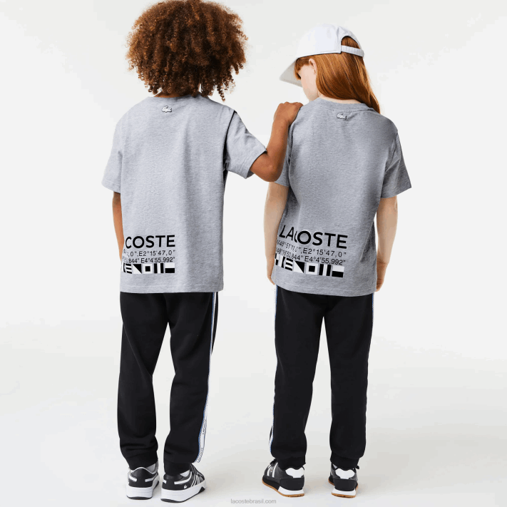 Lacoste camiseta oversized estilo náutico crianças chine cinza cca 88BL3143 - Image 3