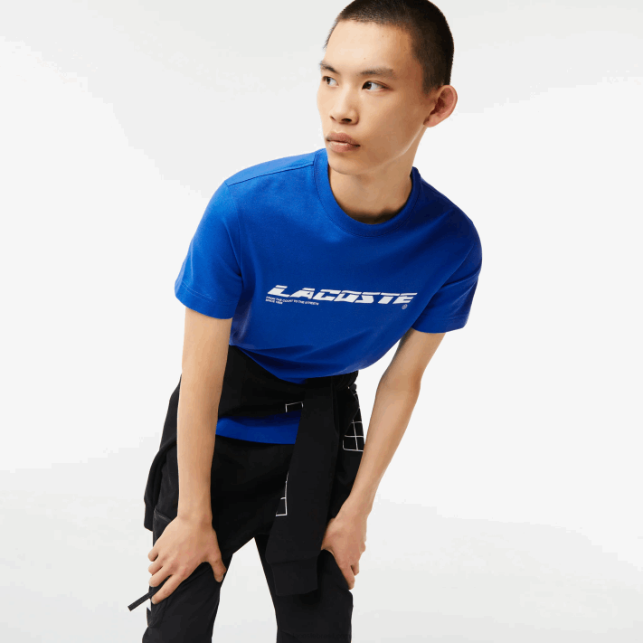 Lacoste camiseta piquê de marca regular fit homens azul k1q 88BL562 - Image 1