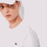 Lacoste camiseta piquê gola redonda com bandas gráficas esportivas homens branco amarelo laranja d0v 88BL1922 - Image 4