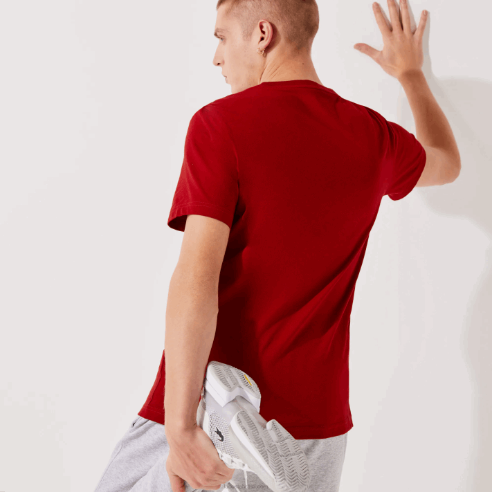 Lacoste camiseta respirável com estampa esportiva homens vermelho 5sx 88BL930 - Image 2