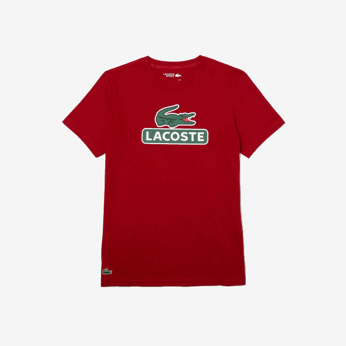 Lacoste camiseta respirável com estampa esportiva homens vermelho 5sx 88BL930 - Image 3