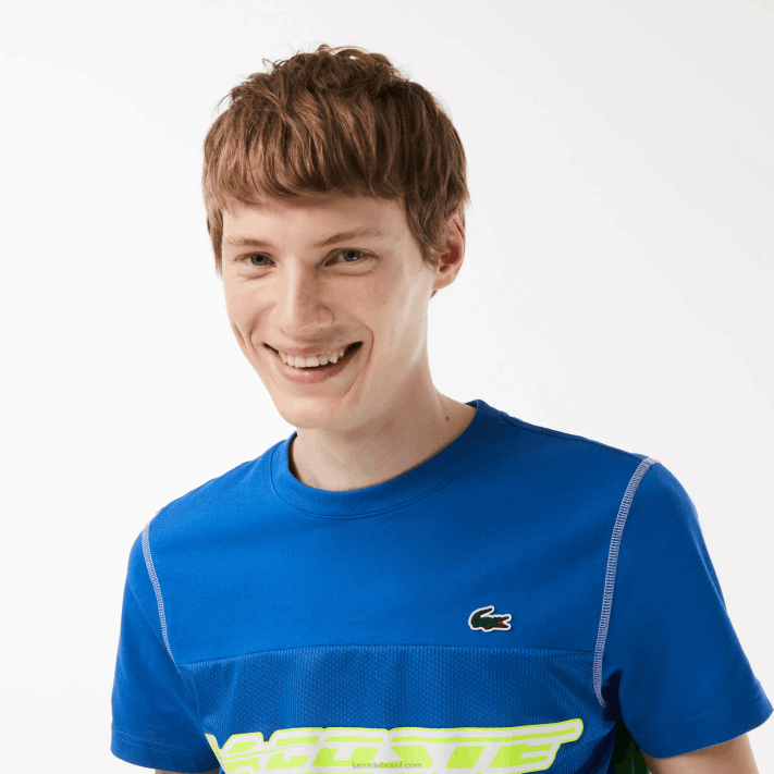 Lacoste camiseta tênis x daniil medvedev homens azul verde branco amarelo buc 88BL25 - Image 2