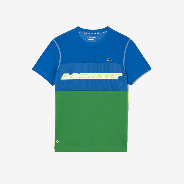 Lacoste camiseta tênis x daniil medvedev homens azul verde branco amarelo buc 88BL25 - Image 4
