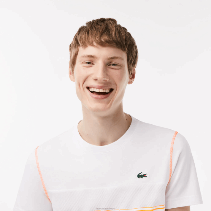 Lacoste camiseta tênis x daniil medvedev homens branco azul laranja wyi 88BL26 - Image 2