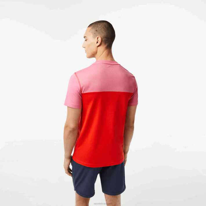 Lacoste camiseta tênis x daniil medvedev homens rosa vermelho azul c1y 88BL24 - Image 3