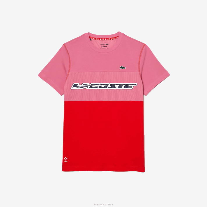 Lacoste camiseta tênis x daniil medvedev homens rosa vermelho azul c1y 88BL24 - Image 4