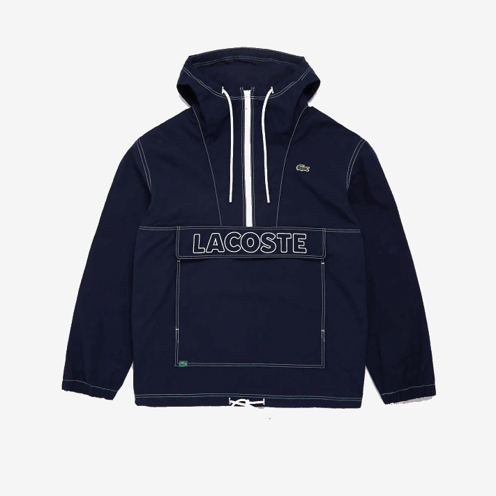 Lacoste camisola com capuz de lona resistente à água Heritage homens azul marinho 166 88BL1653 - Image 1