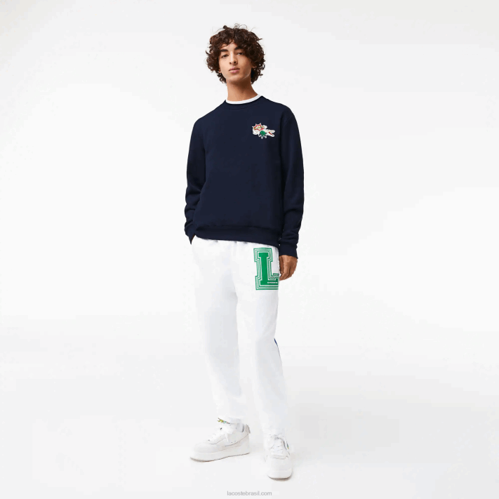 Lacoste camisola de algodão orgânico distintivo homens azul marinho 166 88BL988 - Image 2