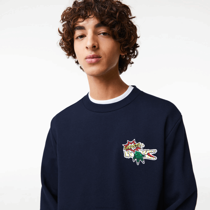 Lacoste camisola de algodão orgânico distintivo homens azul marinho 166 88BL988 - Image 6
