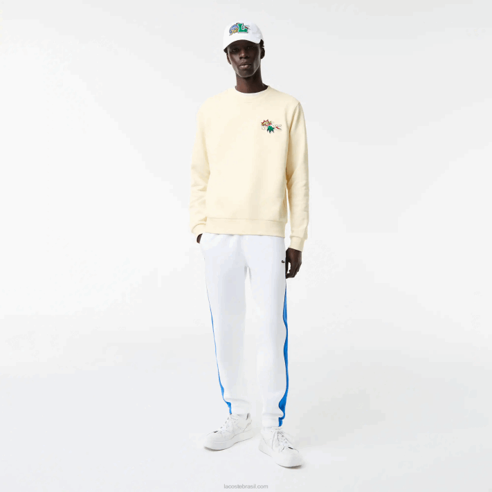Lacoste camisola de algodão orgânico distintivo homens branco xfj 88BL989 - Image 2