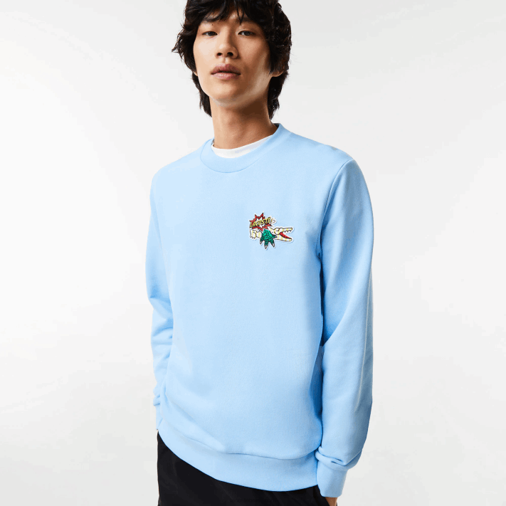 Lacoste camisola de algodão orgânico distintivo homens hbp azul 88BL990 - Image 2