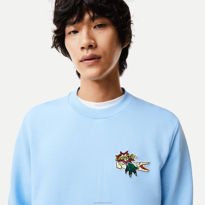 Lacoste camisola de algodão orgânico distintivo homens hbp azul 88BL990 - Image 1