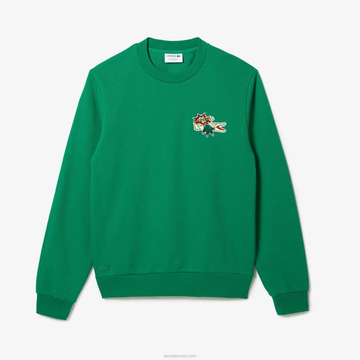 Lacoste camisola de algodão orgânico distintivo homens ldm verde 88BL991 - Image 2