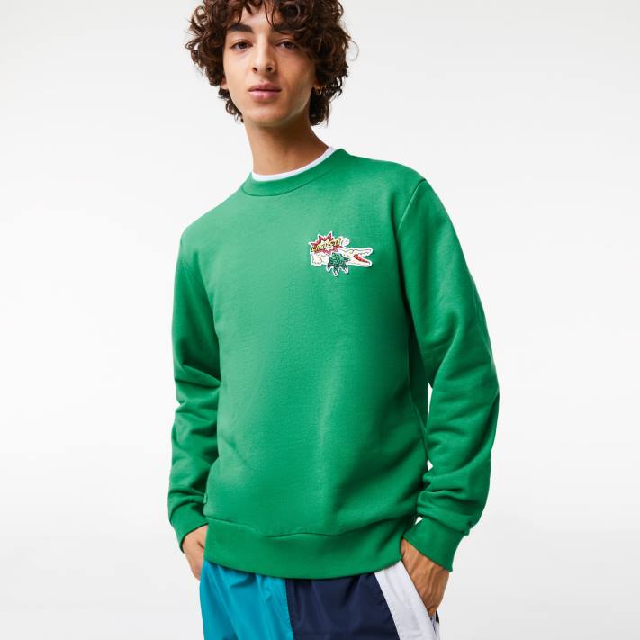 Lacoste camisola de algodão orgânico distintivo homens ldm verde 88BL991 - Image 1