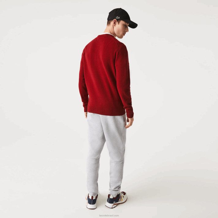 Lacoste camisola de lã gola redonda homens bordeaux 476 88BL1408 - Image 2