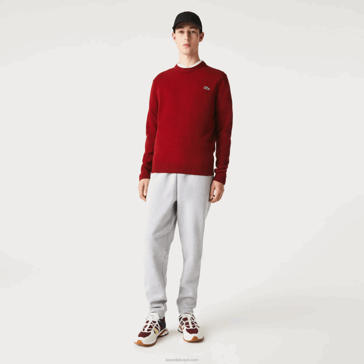 Lacoste camisola de lã gola redonda homens bordeaux 476 88BL1408 - Image 1
