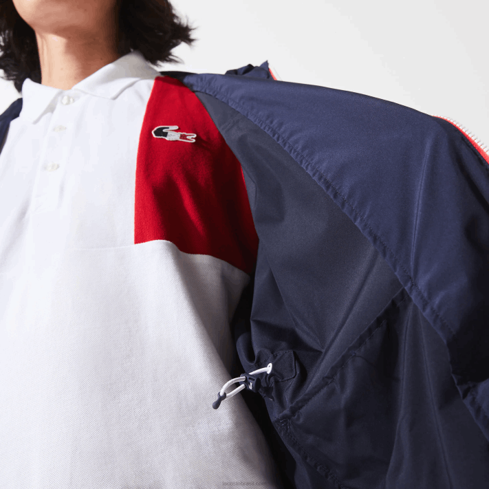 Lacoste capa de chuva dobrável esportiva edição francesa do espírito esportivo homens azul marinho branco vermelho lei 88BL1296 - Image 7