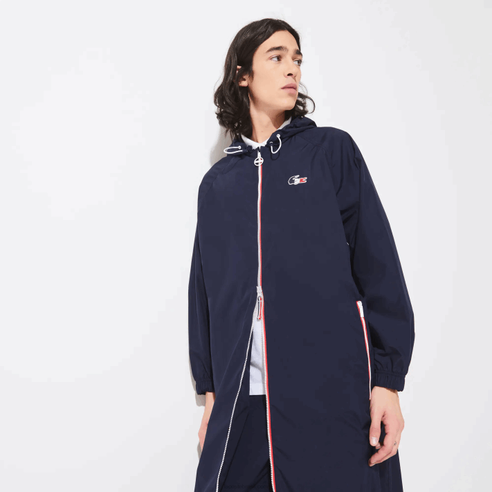 Lacoste capa de chuva dobrável esportiva edição francesa do espírito esportivo homens azul marinho branco vermelho lei 88BL1296 - Image 1