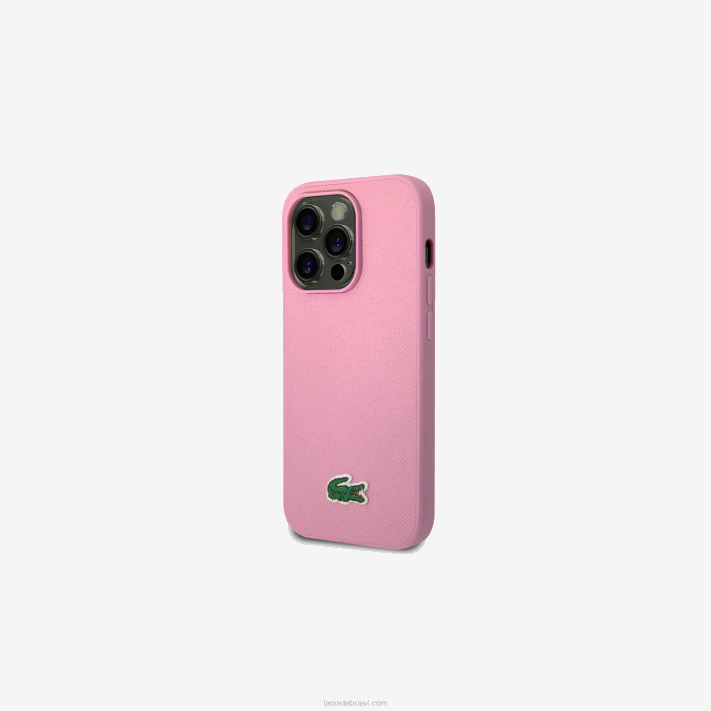 Lacoste capa iphone 14 pro com efeito petit pique homens parme m33 88BL2218 - Image 2
