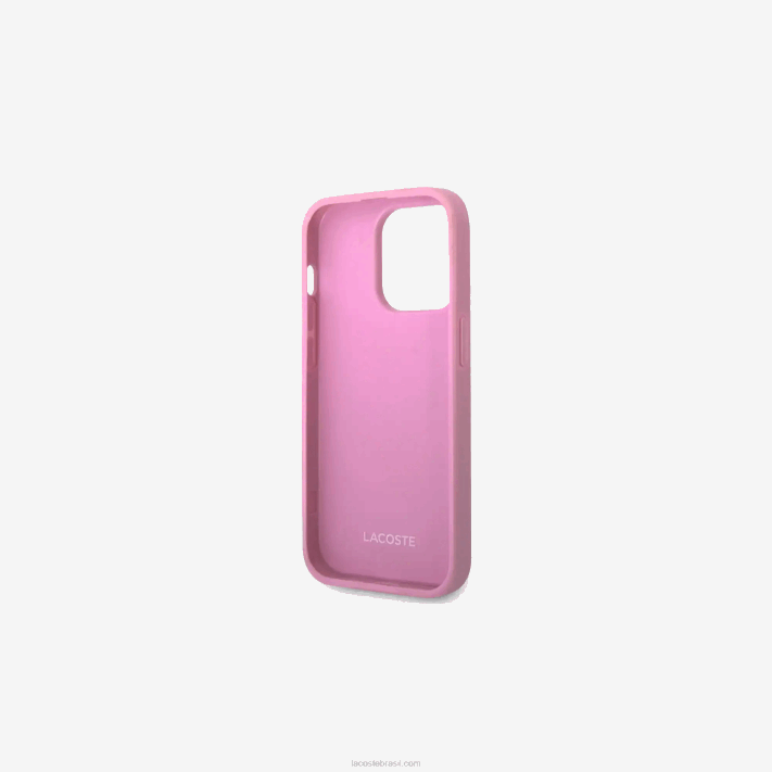 Lacoste capa iphone 14 pro com efeito petit pique homens parme m33 88BL2218 - Image 3