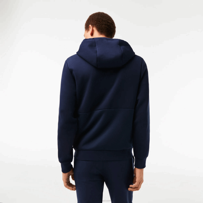 Lacoste capuz de painéis de malha esportiva homens azul marinho 423 88BL1019 - Image 3
