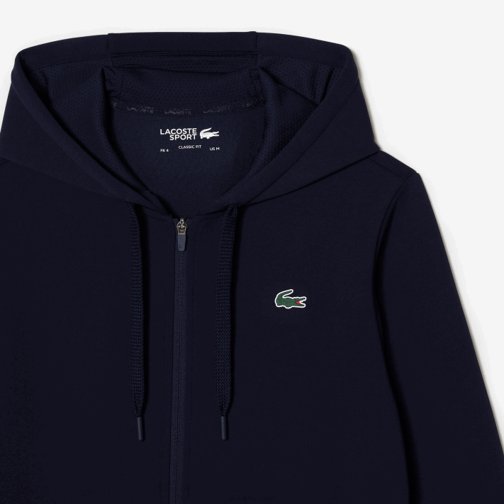 Lacoste capuz de painéis de malha esportiva homens azul marinho 423 88BL1019 - Image 5