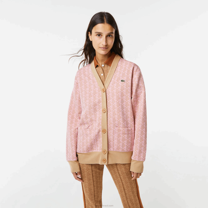 lacoste_cardiga_solto_com_estampa_de_monograma_mulheres_rosa_claro_bege_nxg_88bl2634.png Lacoste cardigã solto com estampa de monograma mulheres rosa claro bege nxg 88BL2634 - Image 1