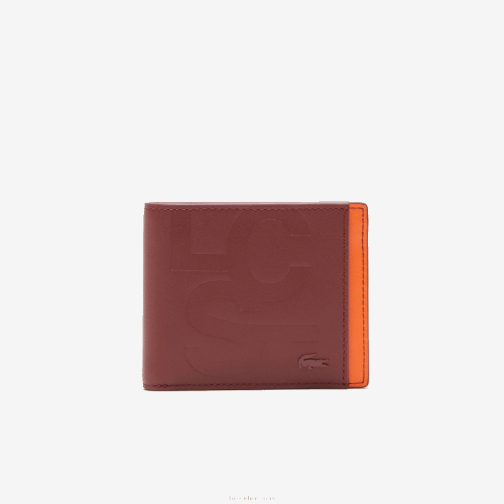 Lacoste carteira de notas com bloco de cores de impressão lcst homens cranberry celosie k92 88BL2131 - Image 1