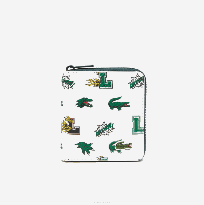 Lacoste carteira pequena com zíper com estampa de quadrinhos mulheres blanc croc l05 88BL2893 - Image 1