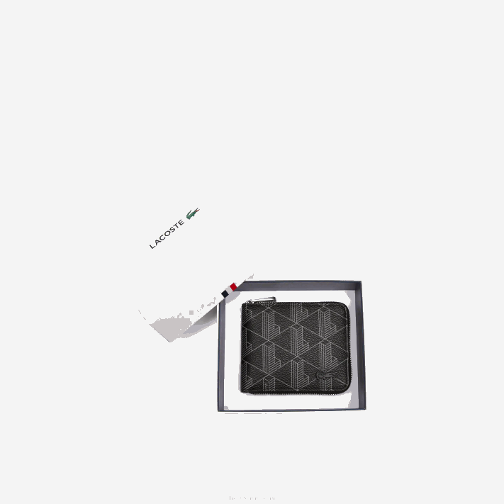 Lacoste carteira pequena com zíper e estampa de monograma homens monograma noir gris h45 88BL2126 - Image 3