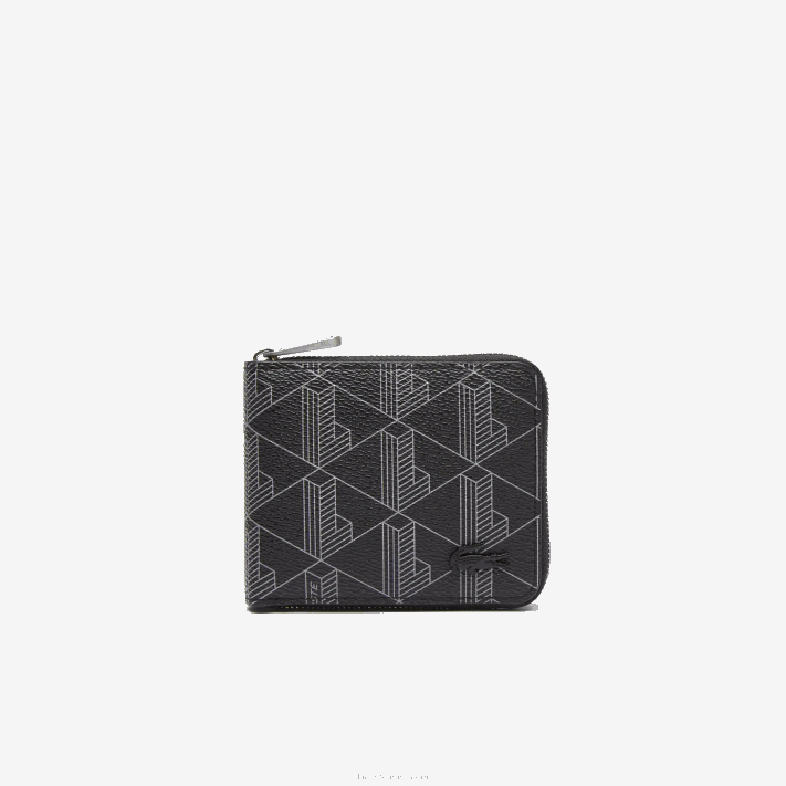 Lacoste carteira pequena com zíper e estampa de monograma homens monograma noir gris h45 88BL2126 - Image 1