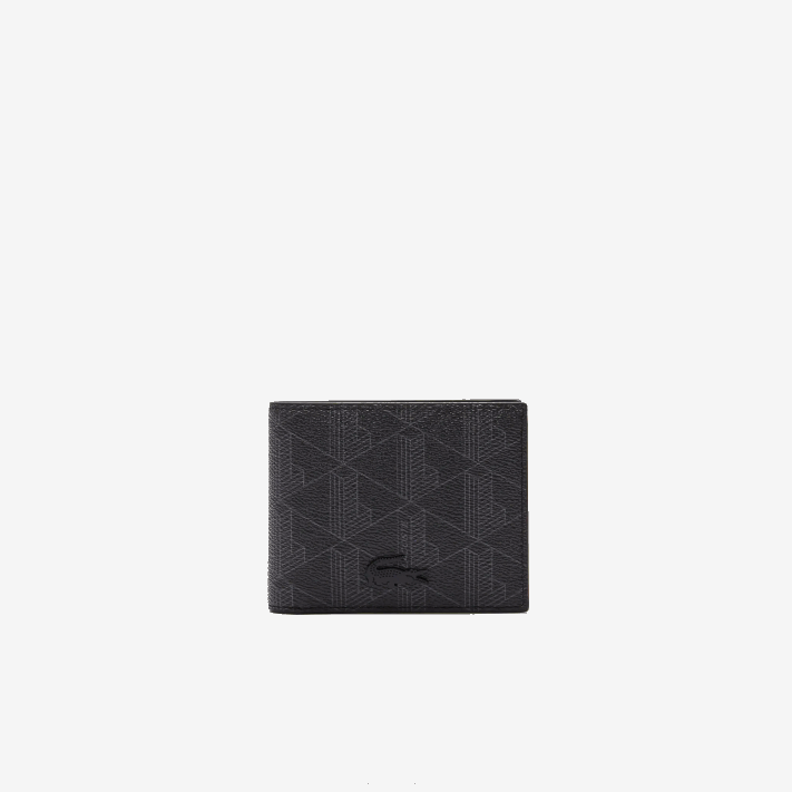 Lacoste carteira pequena de lona com monograma the blend homens monograma noir gris h45 88BL2044 - Image 1