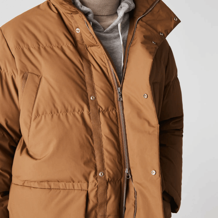 Lacoste casaco puffer longo com capuz destacável homens marrom z0w 88BL1318 - Image 7
