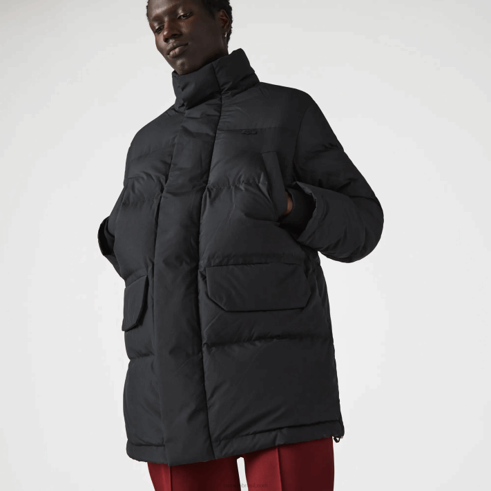 Lacoste casaco puffer longo com capuz destacável homens preto 031 88BL1317 - Image 2