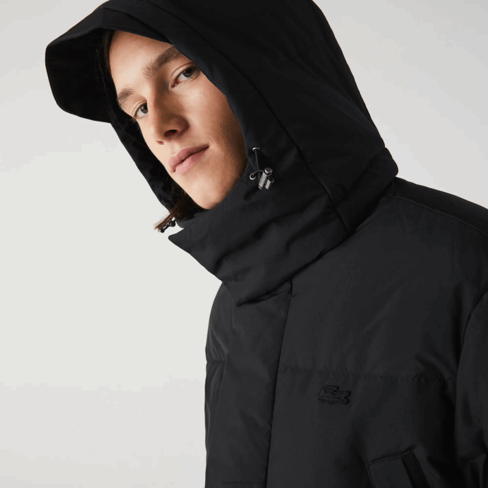 Lacoste casaco puffer longo com capuz destacável homens preto 031 88BL1317 - Image 7