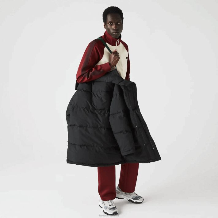 Lacoste casaco puffer longo com capuz destacável homens preto 031 88BL1317 - Image 8