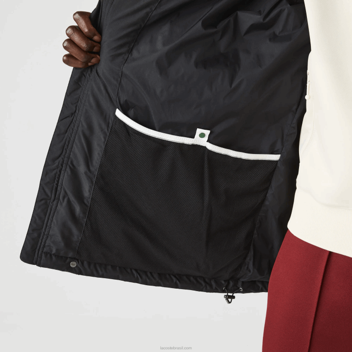 Lacoste casaco puffer longo com capuz destacável homens preto 031 88BL1317 - Image 10