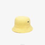 Lacoste chapéu de balde de algodão orgânico homens amarelo 107 88BL2165 - Image 3