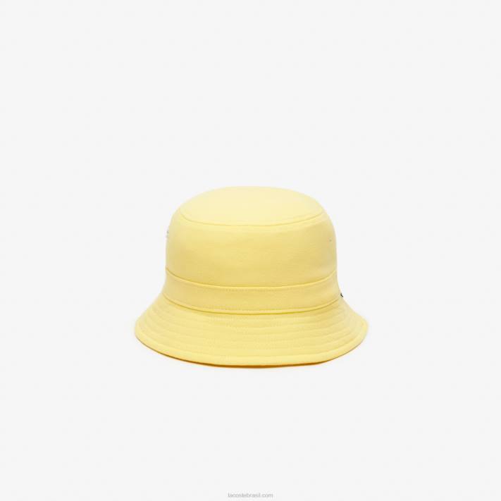 Lacoste chapéu de balde de algodão orgânico homens amarelo 107 88BL2165 - Image 1