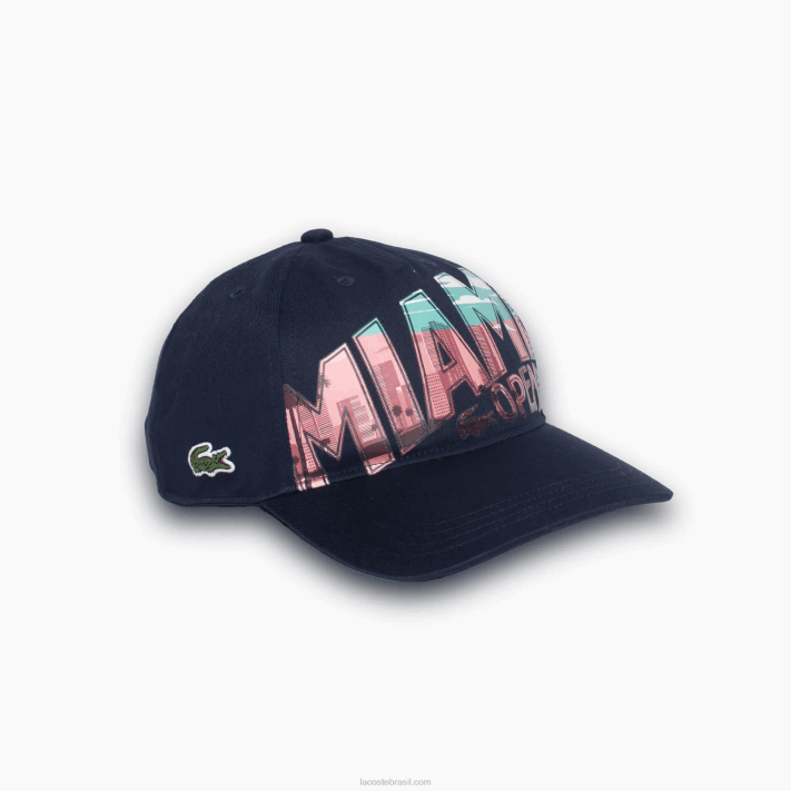 Lacoste chapéu gráfico miami open miami homens azul marinho 166 88BL2338 - Image 2