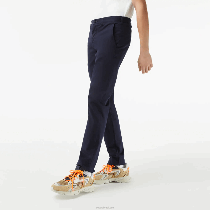 Lacoste chino de algodão elástico slim fit homens azul marinho 166 88BL500 - Image 2
